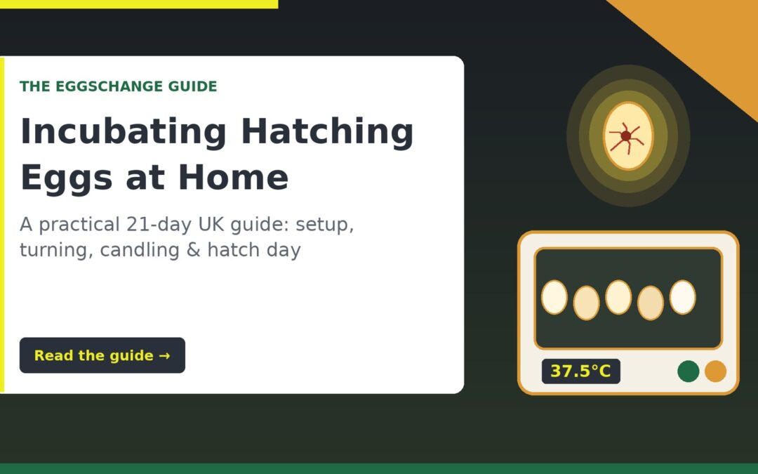 Incubating hatching eggs at home: The Eggschange guide cover with an incubator and a candled egg